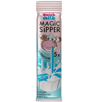 Quick Milk Magic Sipper – Bubble Gum – 30 g – 5 pailles