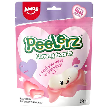 Amos Peelerz Gummy Hearts Raspberry