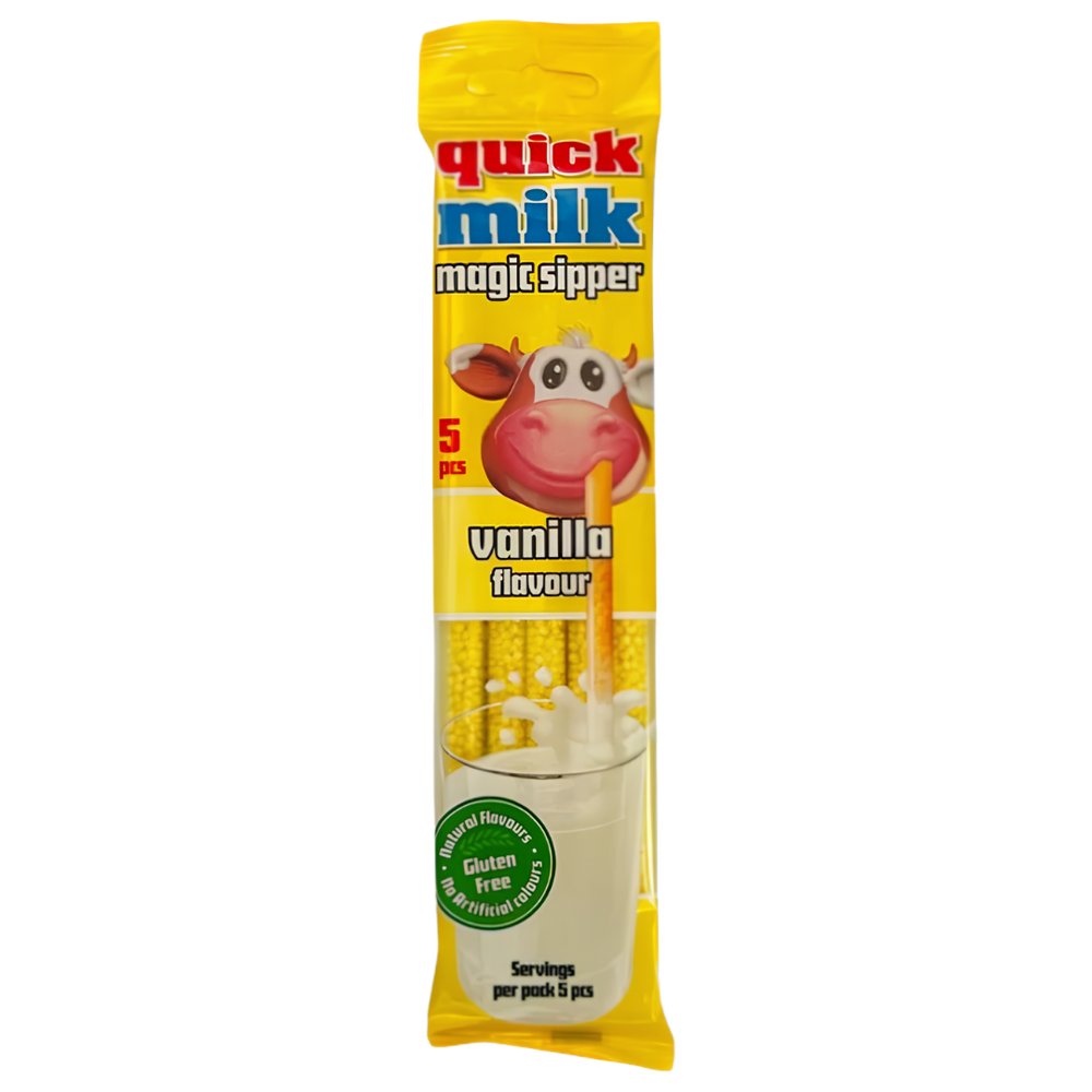 Quick Milk Magic Sipper Vanille – Pailles Aromatisées pour Lait Saveur Vanilla (5 Pailles)