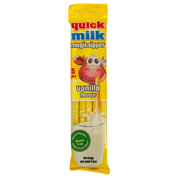 Quick Milk Magic Sipper Vanille – Pailles Aromatisées pour Lait Saveur Vanilla (5 Pailles)