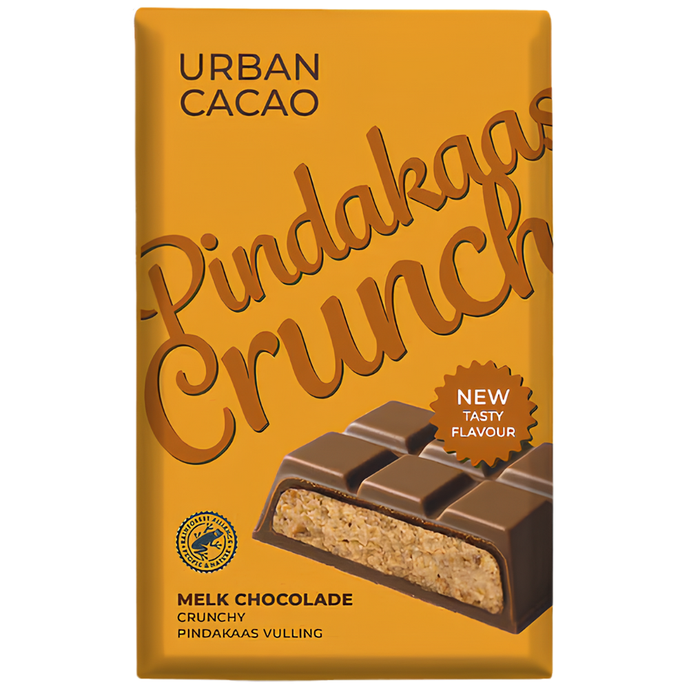 Urban Cacao Pindakaas Crunch – Tablette de Chocolat au Lait Fourrée au Beurre de Cacahuète Croquant