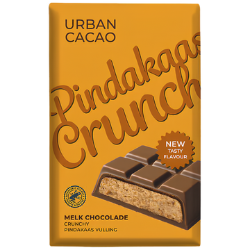 Urban Cacao Pindakaas Crunch – Tablette de Chocolat au Lait Fourrée au Beurre de Cacahuète Croquant
