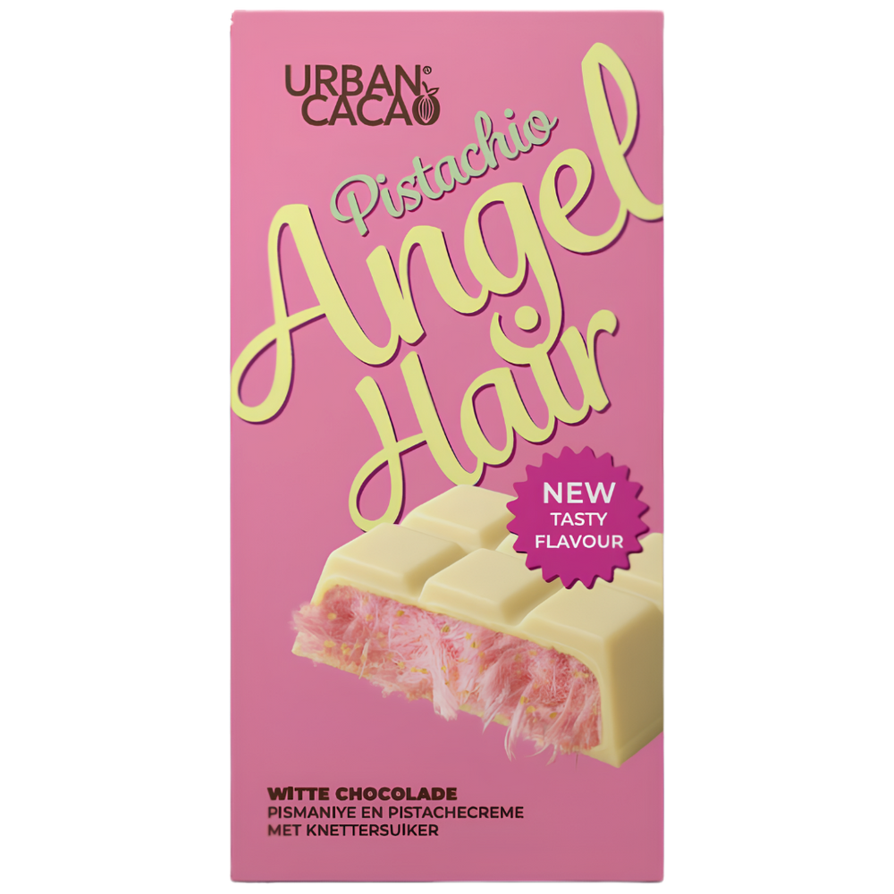 Urban Cacao Pistachio Angel Hair – Tablette de Chocolat Blanc à la Crème de Pistache et Barbe à Papa