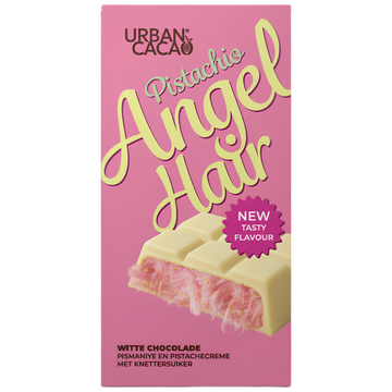 Urban Cacao Pistachio Angel Hair – Tablette de Chocolat Blanc à la Crème de Pistache et Barbe à Papa