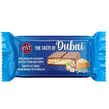 Elit The Taste of Dubai – Barre Chocolat au Lait Fourrée Noisette & KadaïF