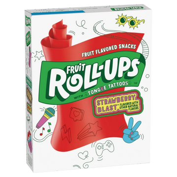 Fruit Roll-Ups Strawberry Blast – Rouleaux de Fruits à Dérouler avec Tatouages pour la Langue