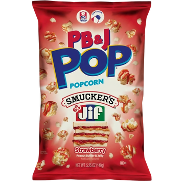 Candy Pop PB&J Popcorn Strawberry – Popcorn Gourmand au Beurre de Cacahuète Jif & Confiture Smucker's