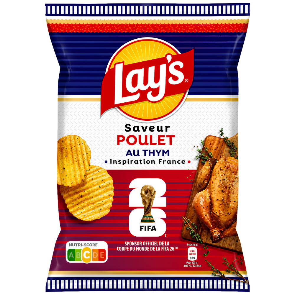 Lay's Poulet au Thym FIFA Edition – Chips Ondulées Saveur Poulet Rôti aux Herbes de Provence
