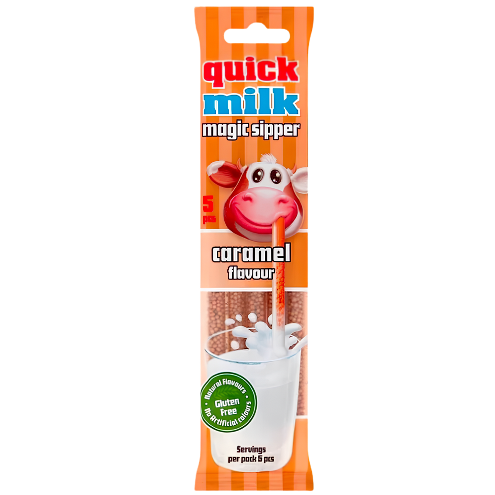 Quick Milk Magic Sipper Caramel – Pailles Aromatîsées au Caramel pour Lait (5 pailles)