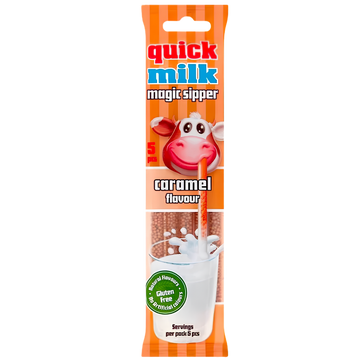 Quick Milk Magic Sipper Caramel – Pailles Aromatîsées au Caramel pour Lait (5 pailles)