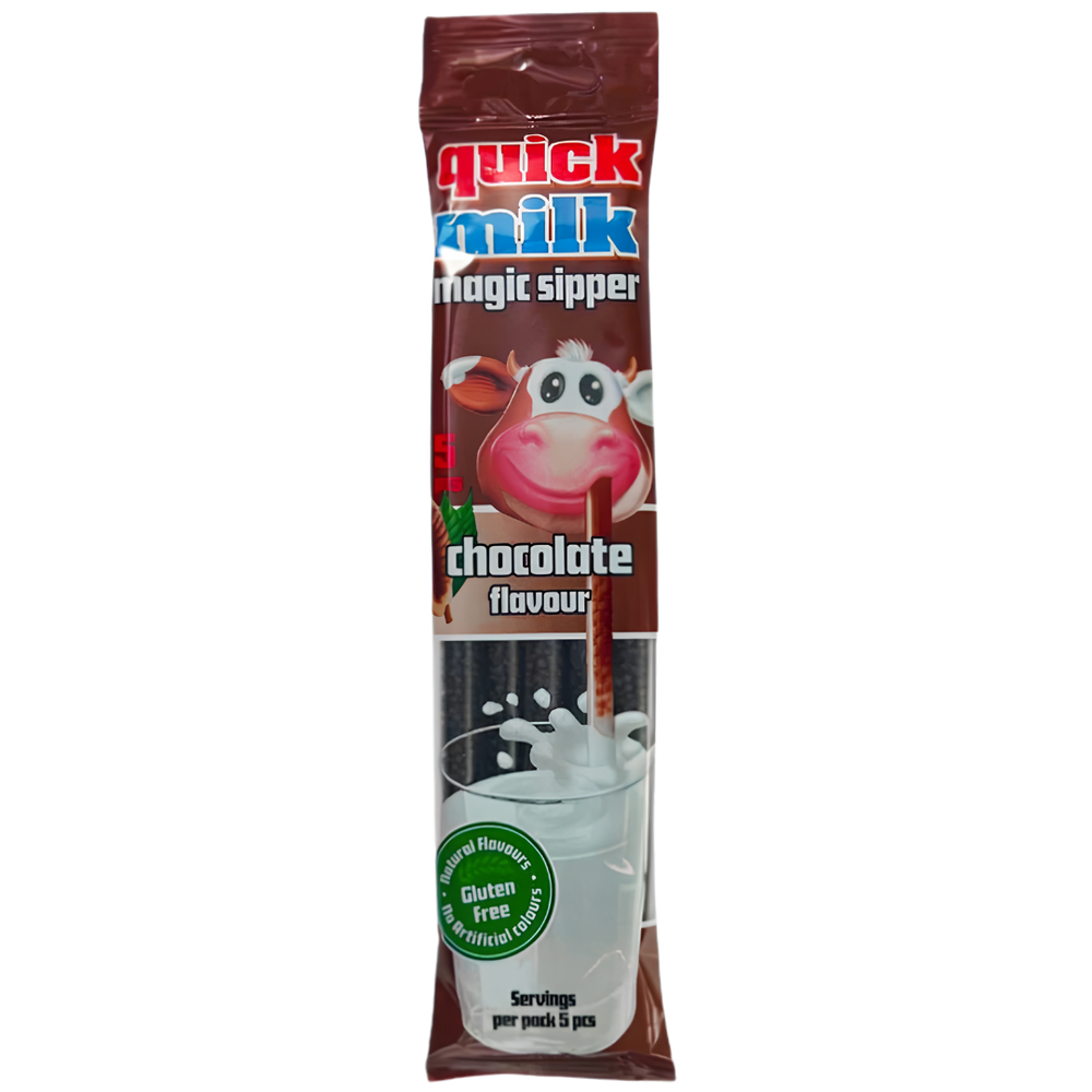 Quick Milk Magic Sipper Chocolat – Pailles Aromatîsées au Chocolat pour Lait (5 pailles)
