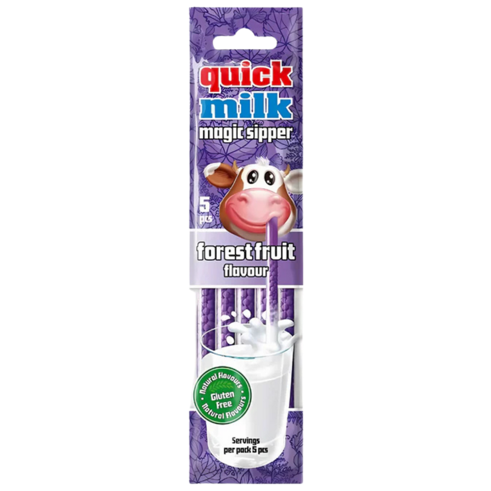 Quick Milk Magic Sipper Fruits des Bois – Pailles Aromatîsées pour Lait (5 pailles)