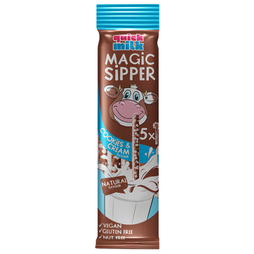 Quick Milk Magic Sipper Cookies & Cream – Pailles Aromatîsées pour Lait (5 pailles)