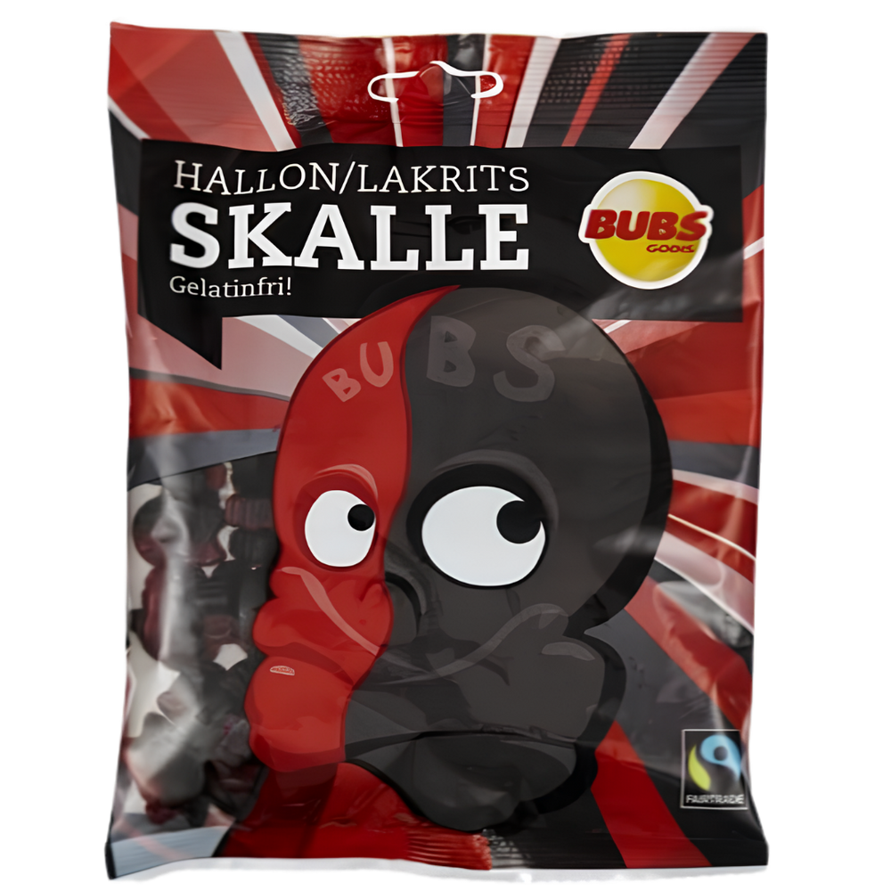 BUBS Hallon Lakrits Skalle – Bonbons Gélifiés Framboise & Réglisse au Goût Scandinave Unique