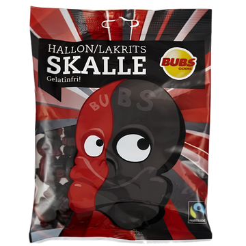 BUBS Hallon Lakrits Skalle – Bonbons Gélifiés Framboise & Réglisse au Goût Scandinave Unique