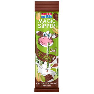 Quick Milk Magic Sipper Pistachio & Chocolate – Pailles Aromatîsées pour Lait (5 pailles)