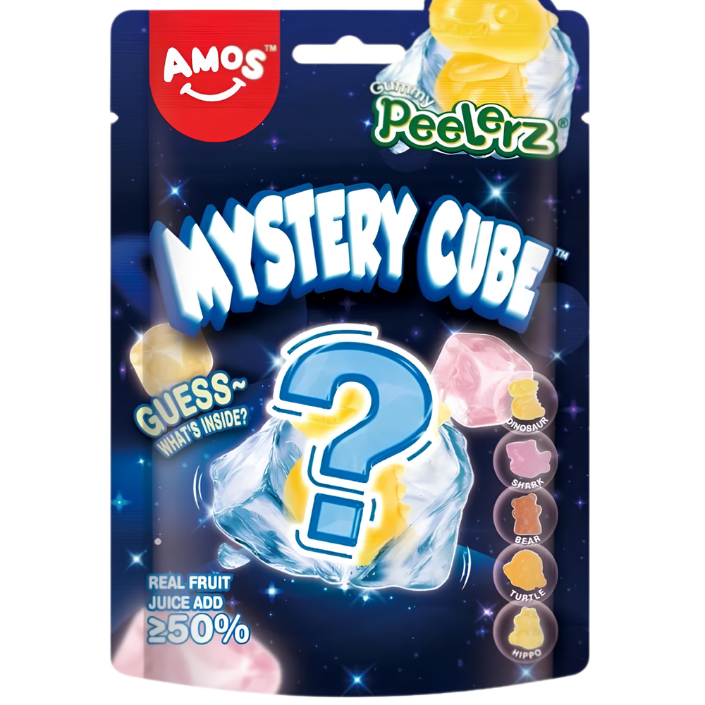 AMOS Gummy Peelerz Mystery Cube – Bonbons Gélifiés Surprise au Jus de Fruits