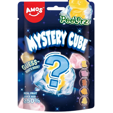 AMOS Gummy Peelerz Mystery Cube – Bonbons Gélifiés Surprise au Jus de Fruits
