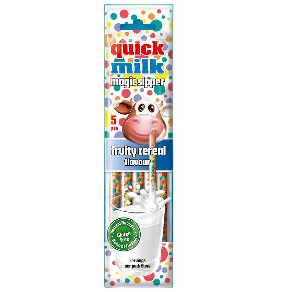 Quick Milk Magic Sipper Fruity Cereal – Pailles Aromatîsées pour Lait (5 pailles)