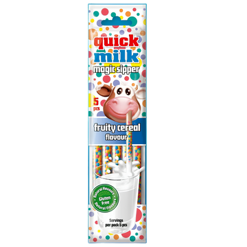 Quick Milk Magic Sipper Fruity Cereal – Pailles Aromatîsées pour Lait (5 pailles)