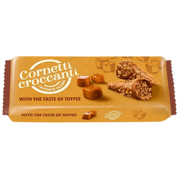 Cornetti Croccanti Toffee – Cornets Gaufrette Croustillants Fourrés à la Crème Saveur Toffee