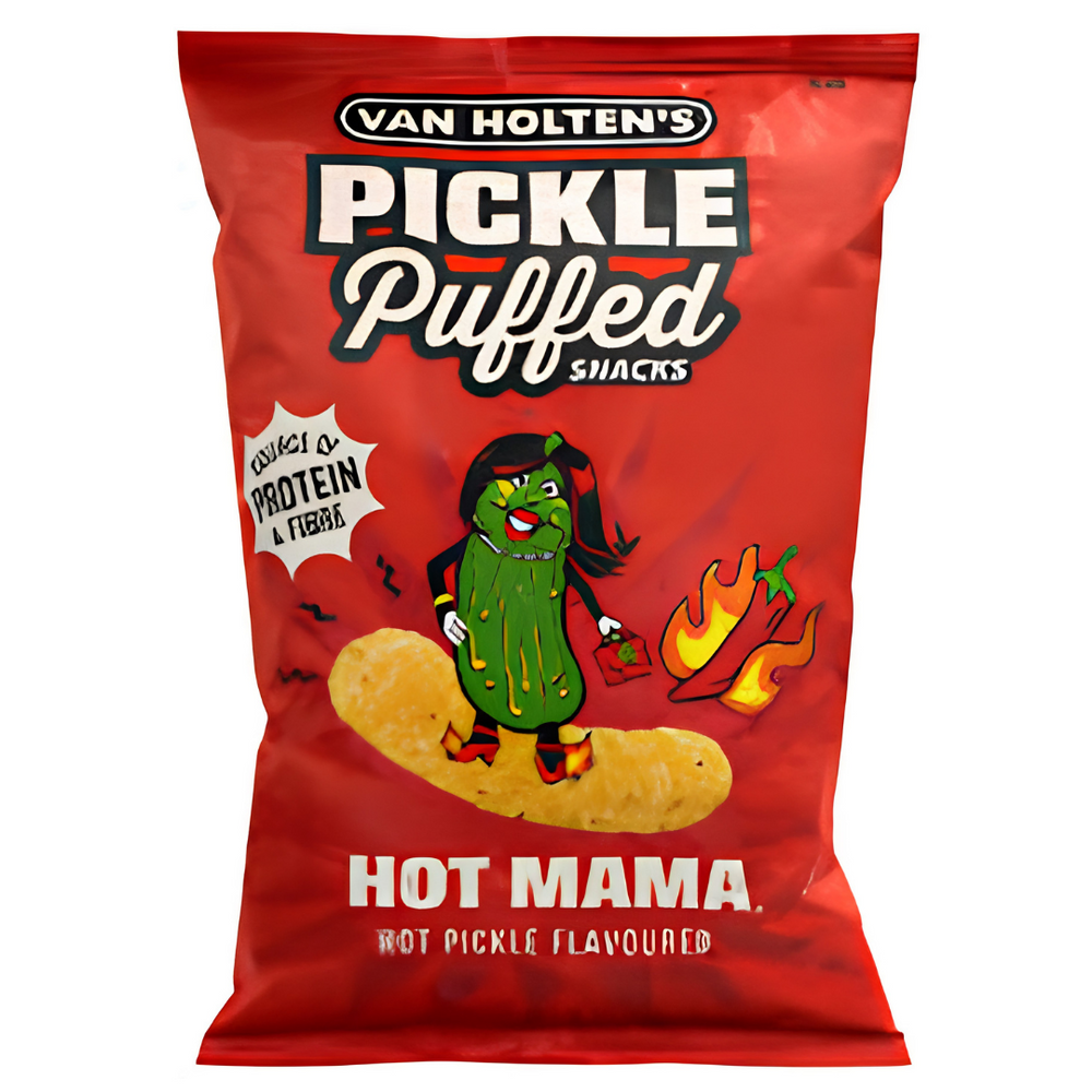 Van Holten's Pickle Puffed Hot Mama – Snack Soufflé Saveur Cornichon Épicé