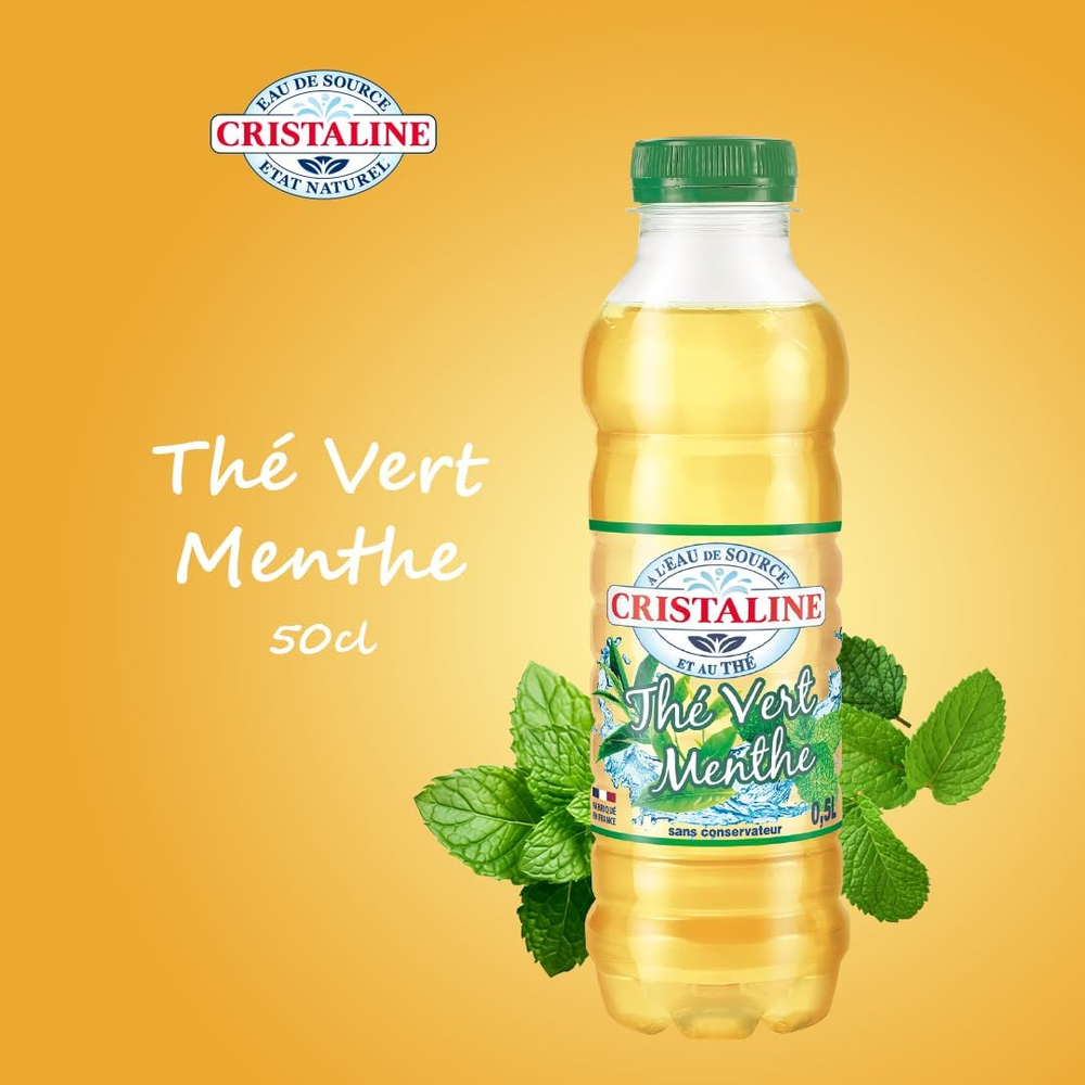 Cristaline Thé Vert Menthe – Boisson à l’eau de source 500 ml