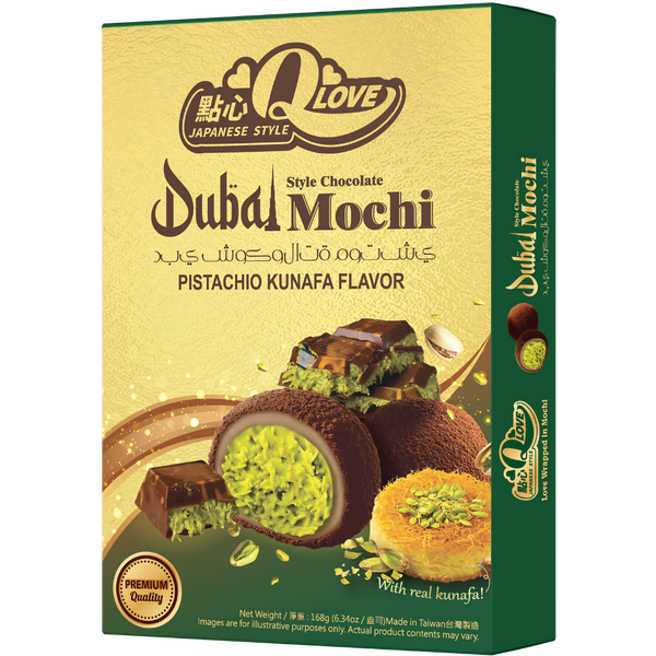 QLove Mochi Deluxe Chocolat Dubaï, Pistache & Kunafa – 168 g