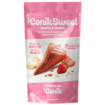 iConikSweet Waffle Cones Fraise & Chocolat Blanc – 120 g